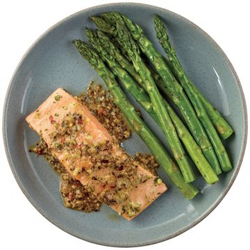 Meal Simple by H-E-B Low Carb Lifestyle Garlic Pesto Atlantic Salmon & Asparagus