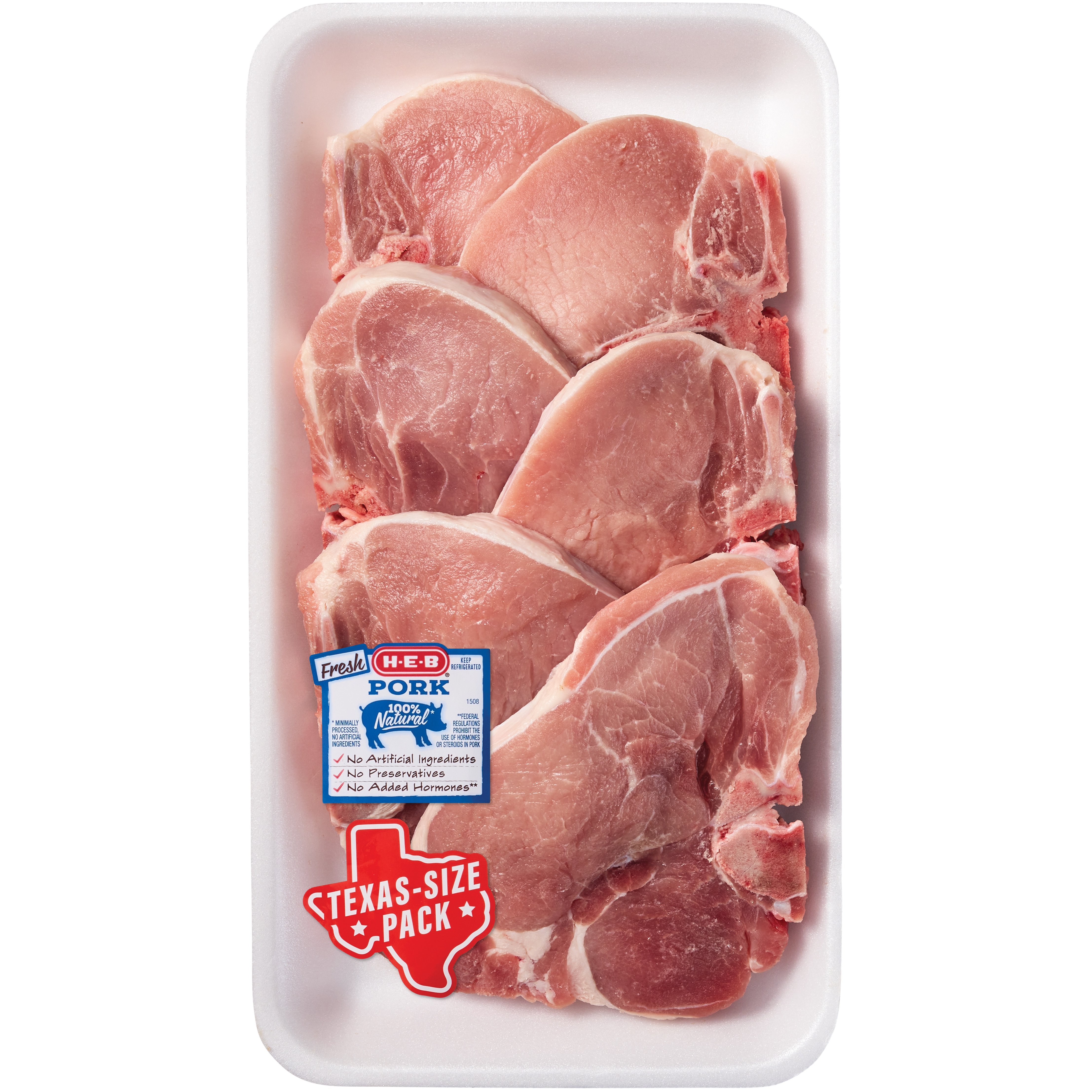 HEB BoneIn Center Cut Pork Chops, Thick Cut TexasSize Pack Shop
