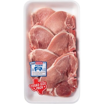 H-E-B Bone-in Center Cut Pork Chops, Thick Cut - Texas-Size Pack, Avg. 3.94 lbs