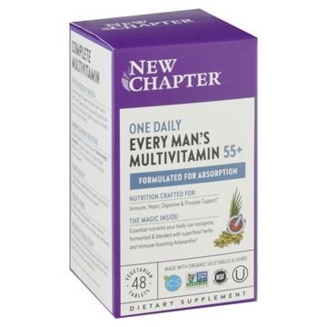New Chapter Every Man's 55 Plus One Daily Multivitamin Veg Tablets, 48 ct