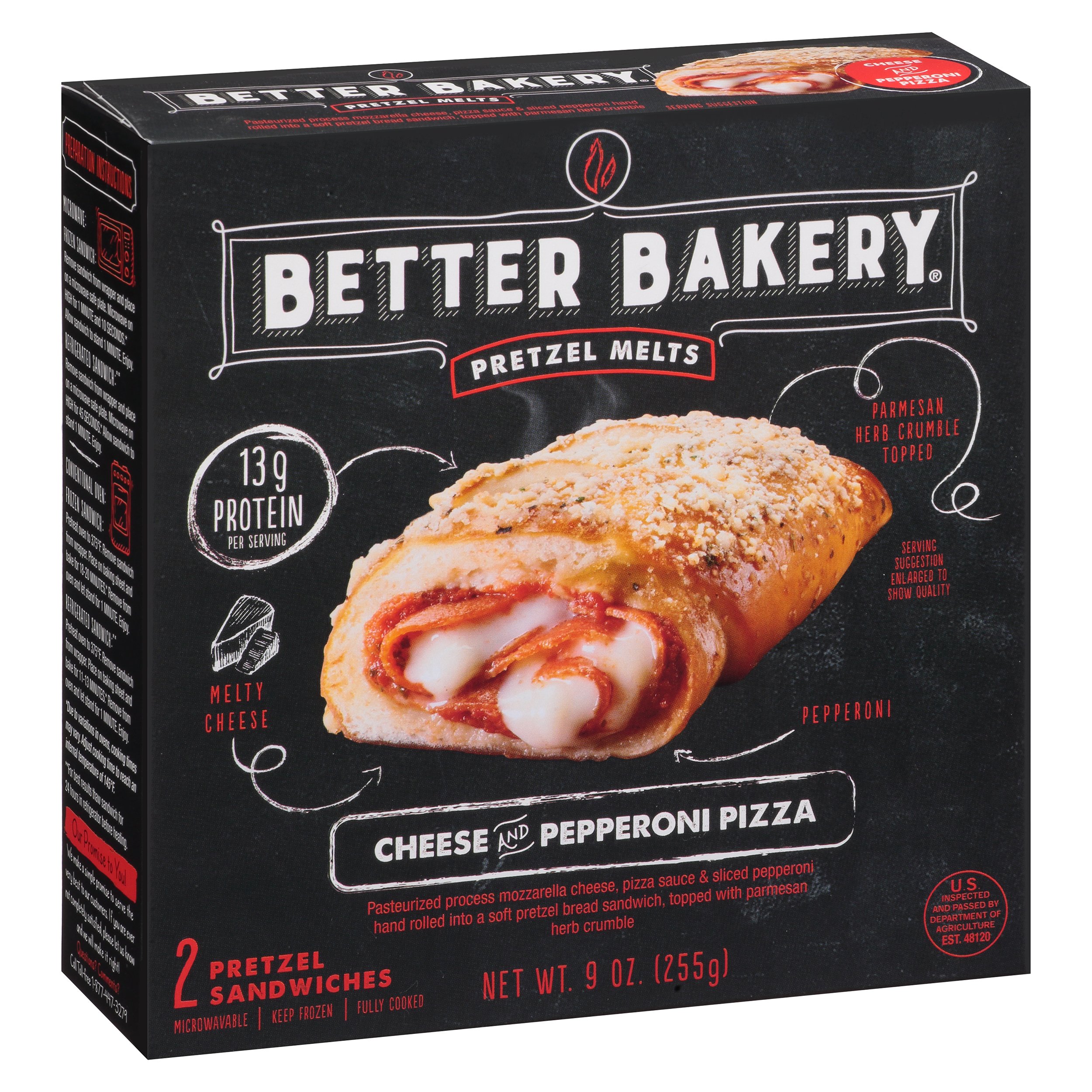 Better Bakery Pretzel Melts Cheese & Pepperoni Pizza Shop Sandwiches