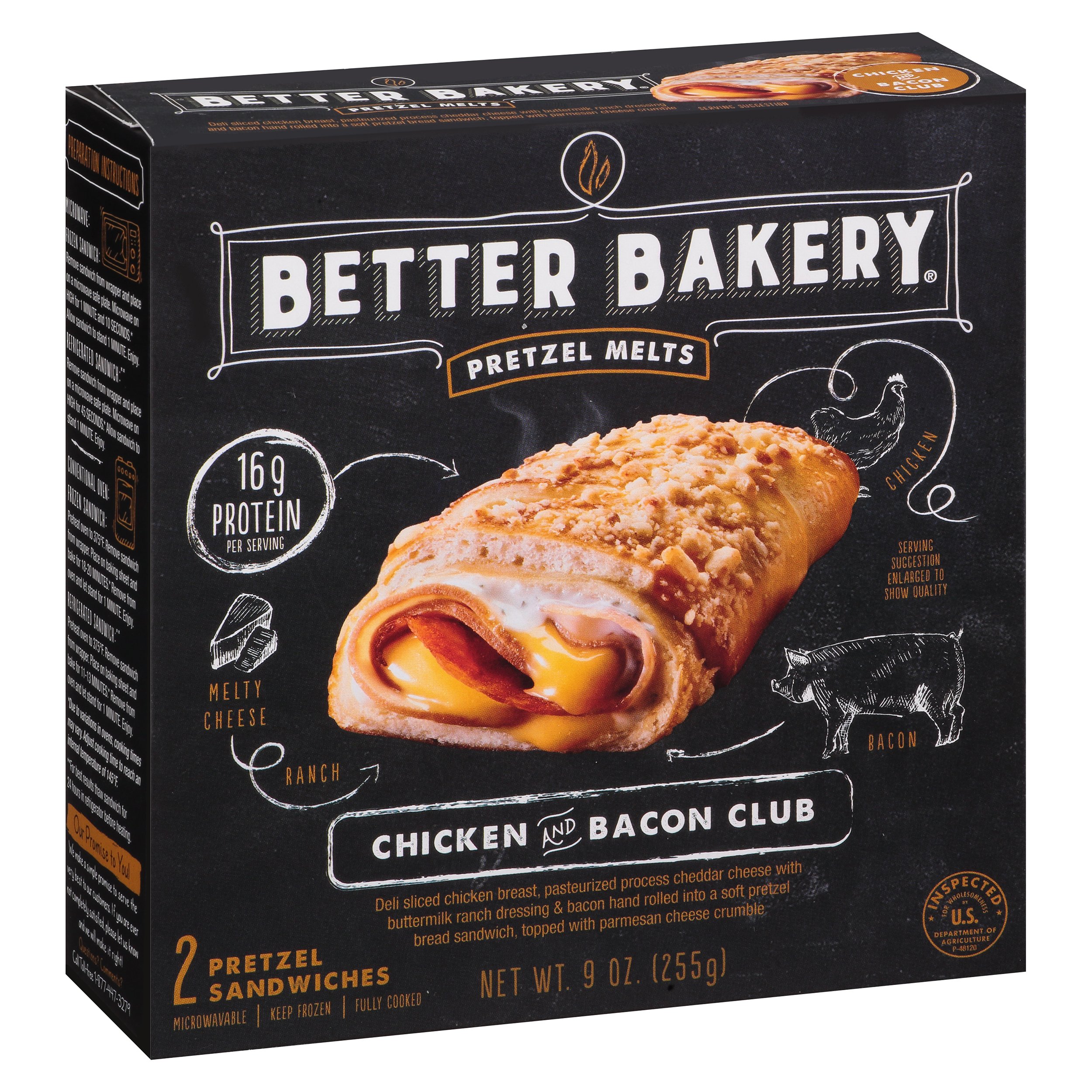 Better Bakery Pretzel Melts Chicken & Bacon Club Shop Sandwiches at HEB