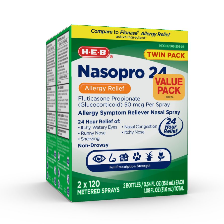 HEB Nasopro 24 Allergy Relief Nasal Spray Twin Pack Shop Sinus