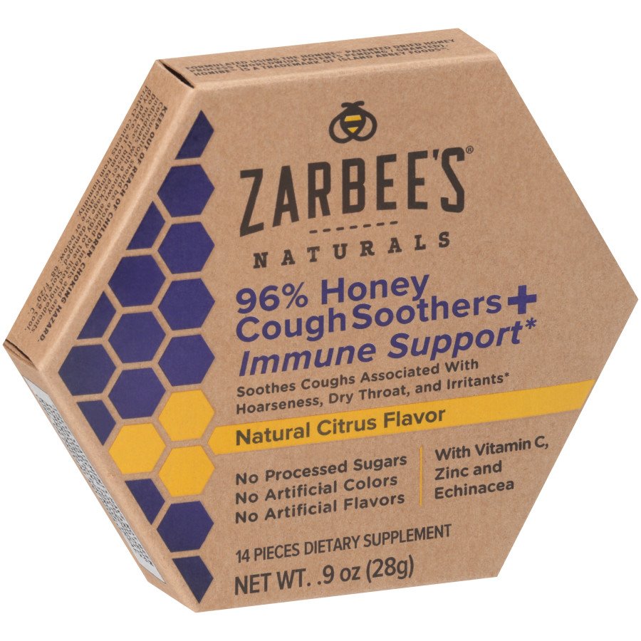 Zarbee's Naturals 96 Honey Cough Soothers + Immune Support Citrus