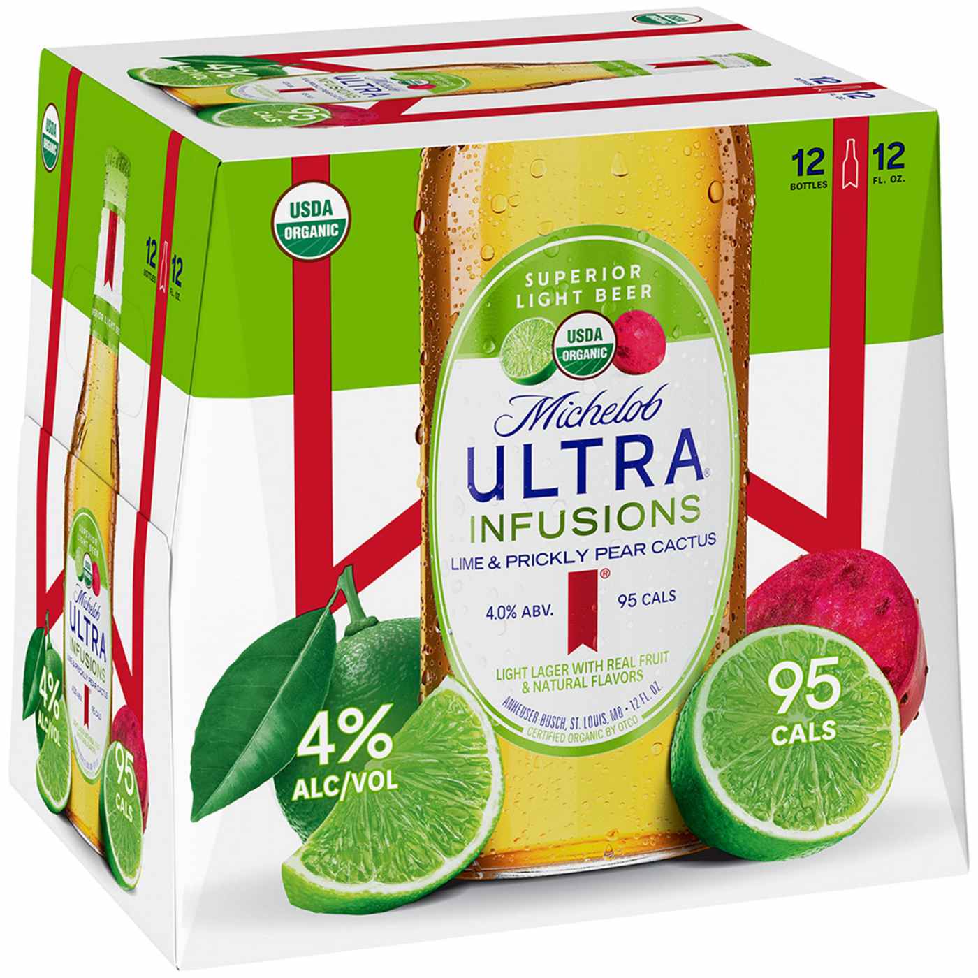 Michelob Ultra Infusions Lime & Prickly Pear Cactus Light Beer 12 pk Bottles; image 1 of 2