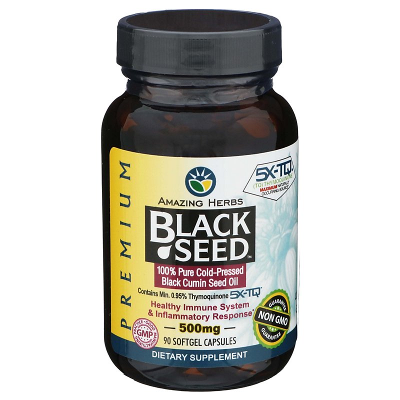 Amazing Herbs Black Seed 100% Black Cumin Seed Oil 500 mg - Shop ...