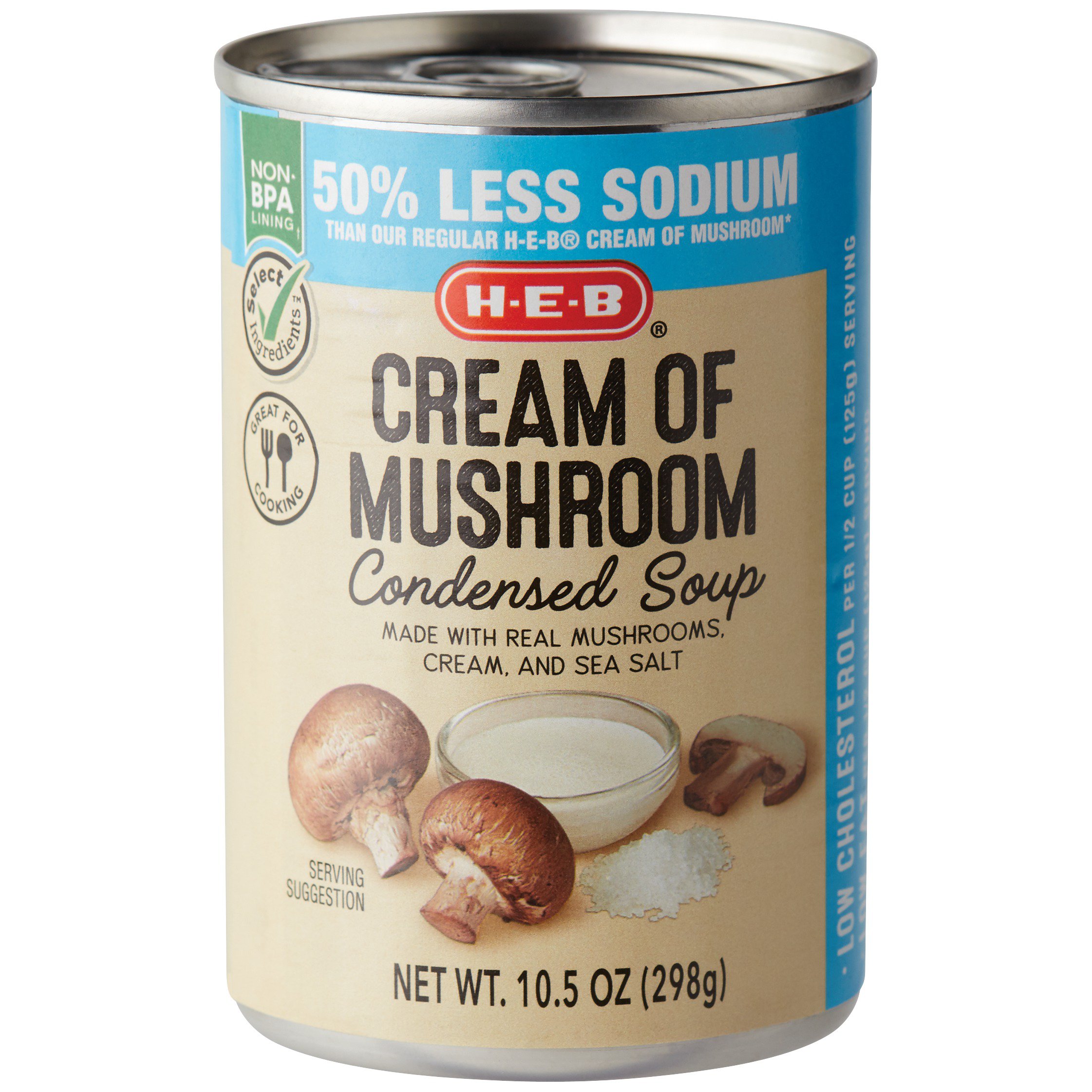 H-E-B Reduced Sodium Cream Of Mushroom Condensed Soup - Shop Soups ...