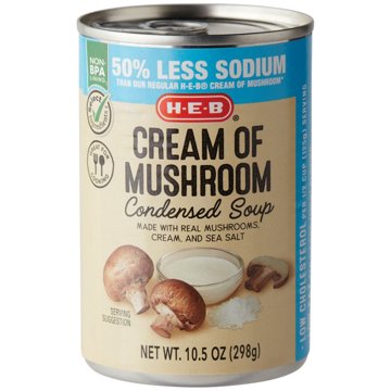 H-E-B Reduced Sodium Cream of Mushroom Condensed Soup, 10.5 oz