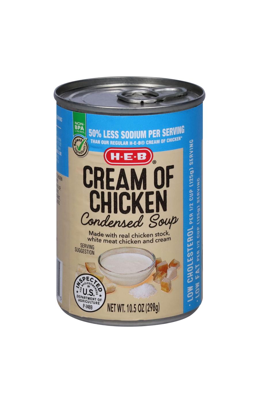 H-E-B Reduced Sodium Cream of Chicken Condensed Soup; image 1 of 8