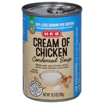 H-E-B Reduced Sodium Cream of Chicken Condensed Soup, 10.5 oz