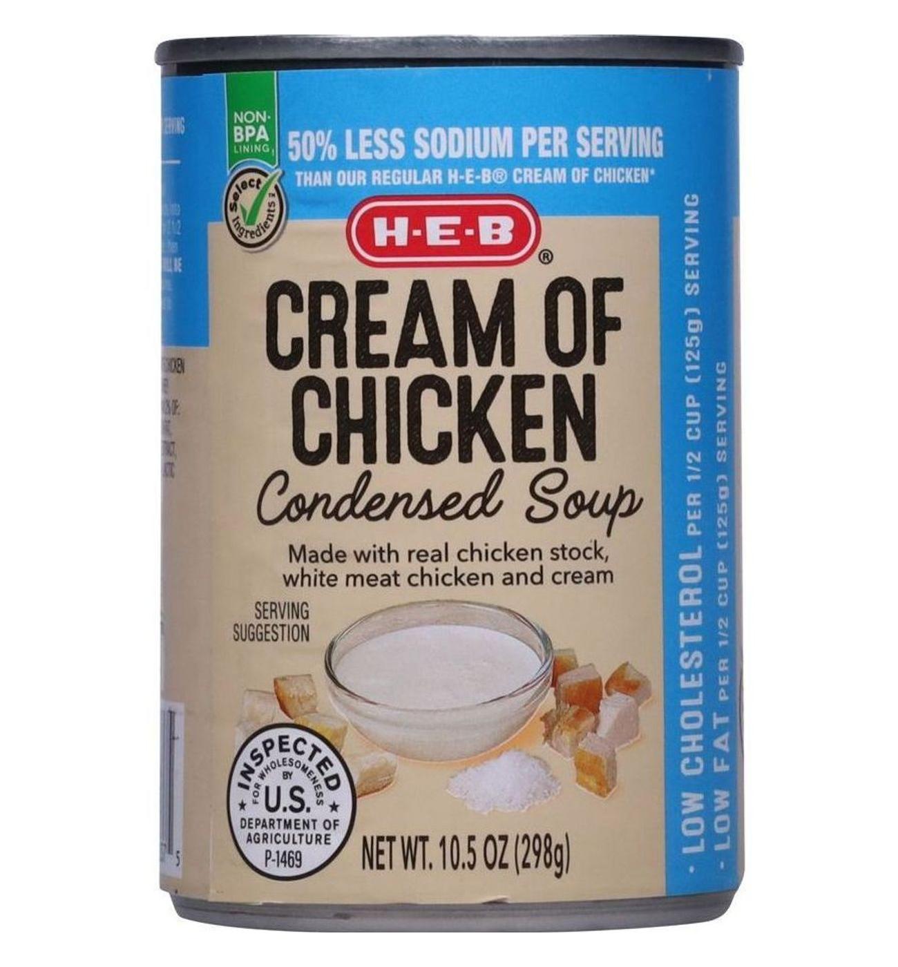 H-E-B Reduced Sodium Cream of Chicken Condensed Soup; image 2 of 8