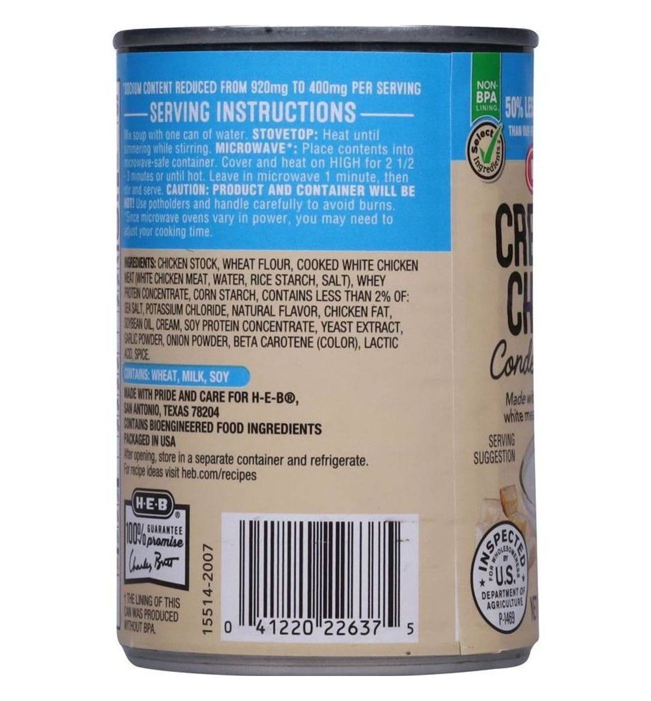 H-E-B Reduced Sodium Cream of Chicken Condensed Soup; image 3 of 8