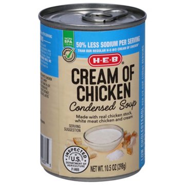 H-E-B Reduced Sodium Cream of Chicken Condensed Soup, 10.5 oz