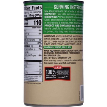 H-E-B Cream of Mushroom Condensed Soup - Family Size