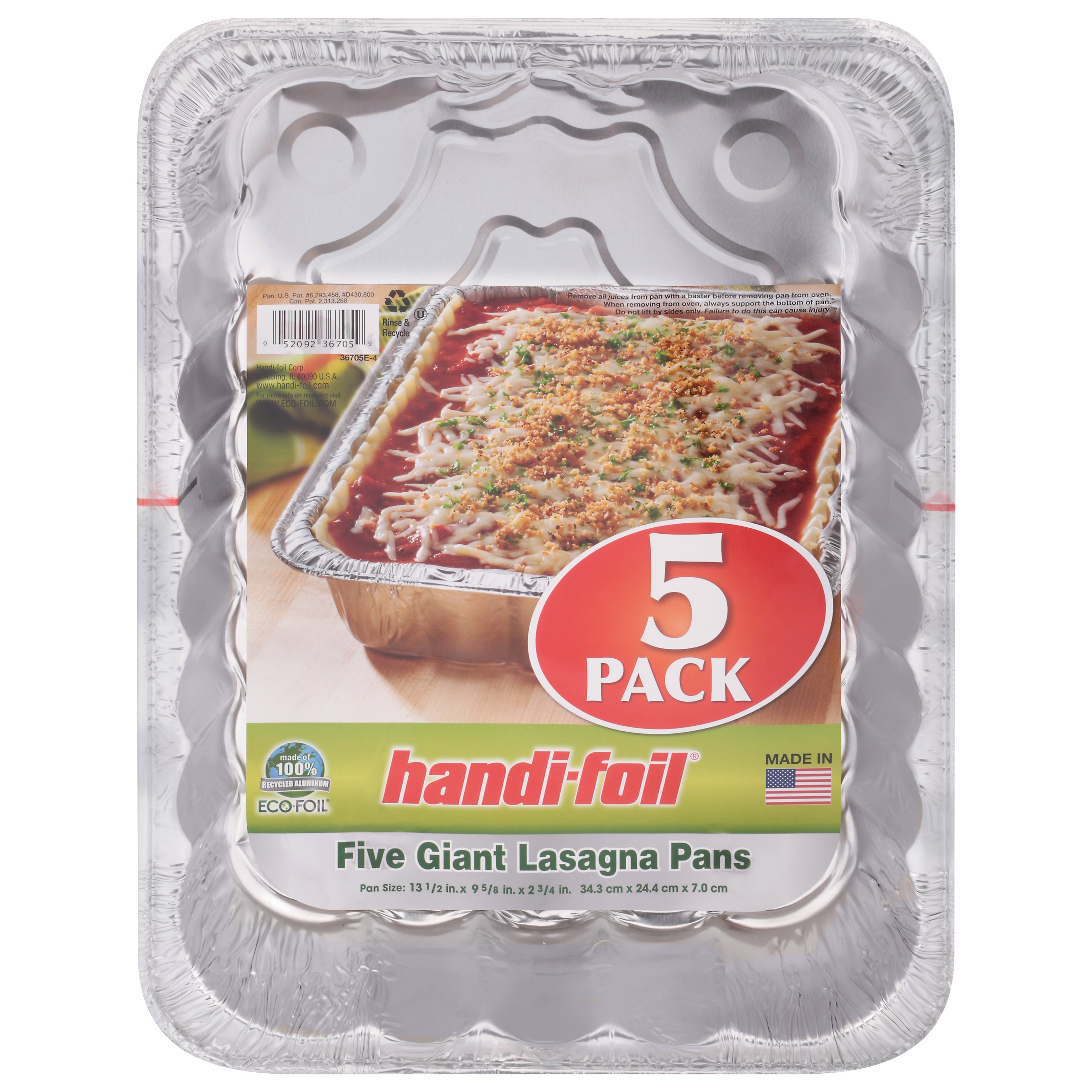 Handi Foil Cook-N-Carry Lasagna Pan, w/Lid, 2 ct