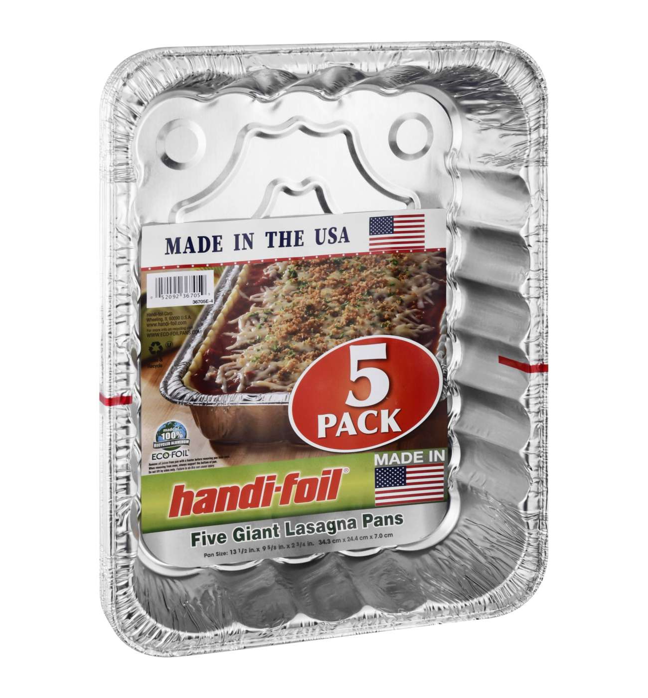 Handi-foil® Eco-Foil Giant Lasagna Pans, 5 pk / 13.5 x 9.6 in