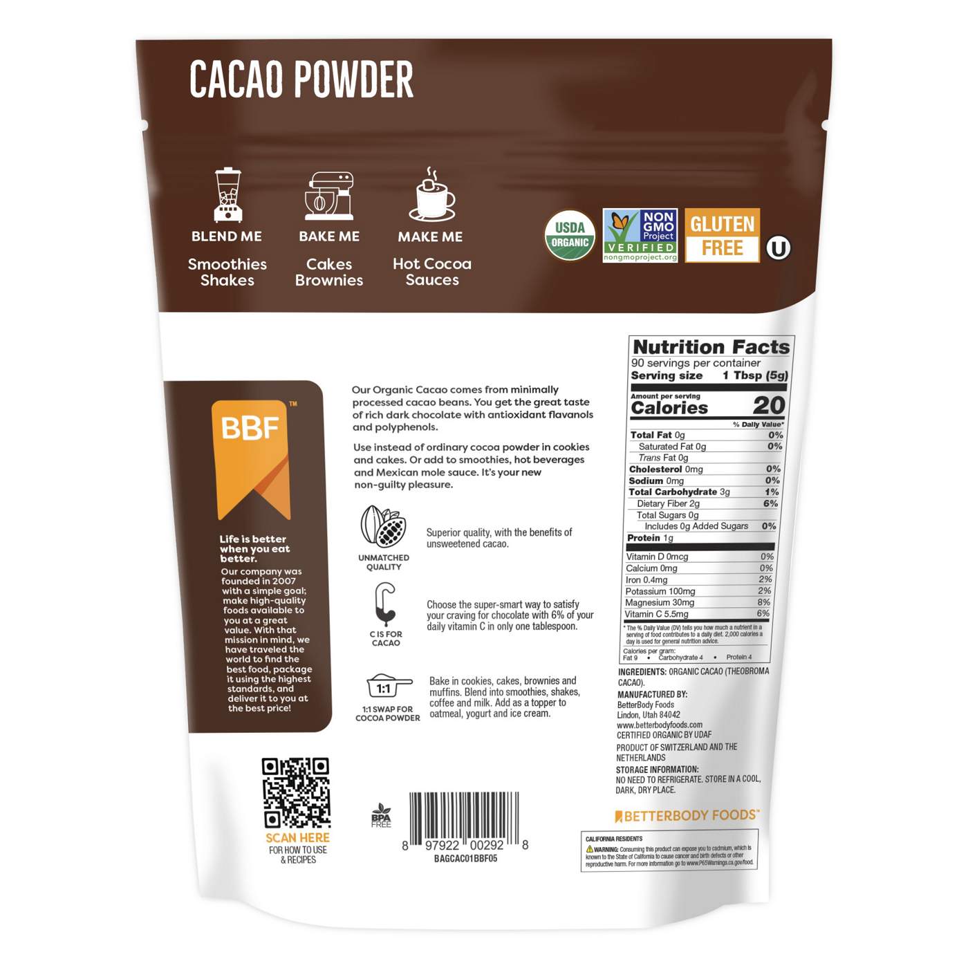 BetterBody Foods Organic Cacao Powder; image 2 of 2