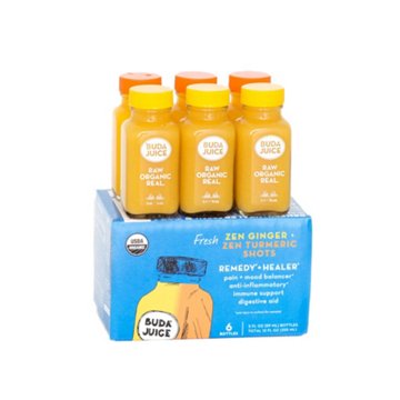 Buda Juice Organic Zen Ginger & Zen Turmeric Cold-Pressed Shots, 6 ct