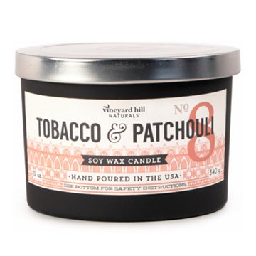 Vineyard Hill Naturals Tobacco & Patchouli Scented Soy Candle, 12 oz