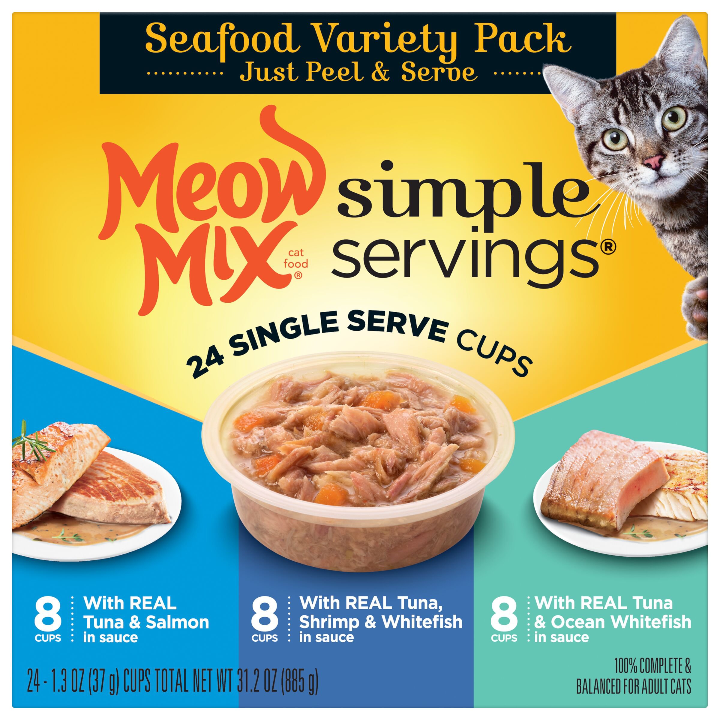 Meow Mix Simple Servings Seafood Cat Food Variety Pack Shop Food at HEB