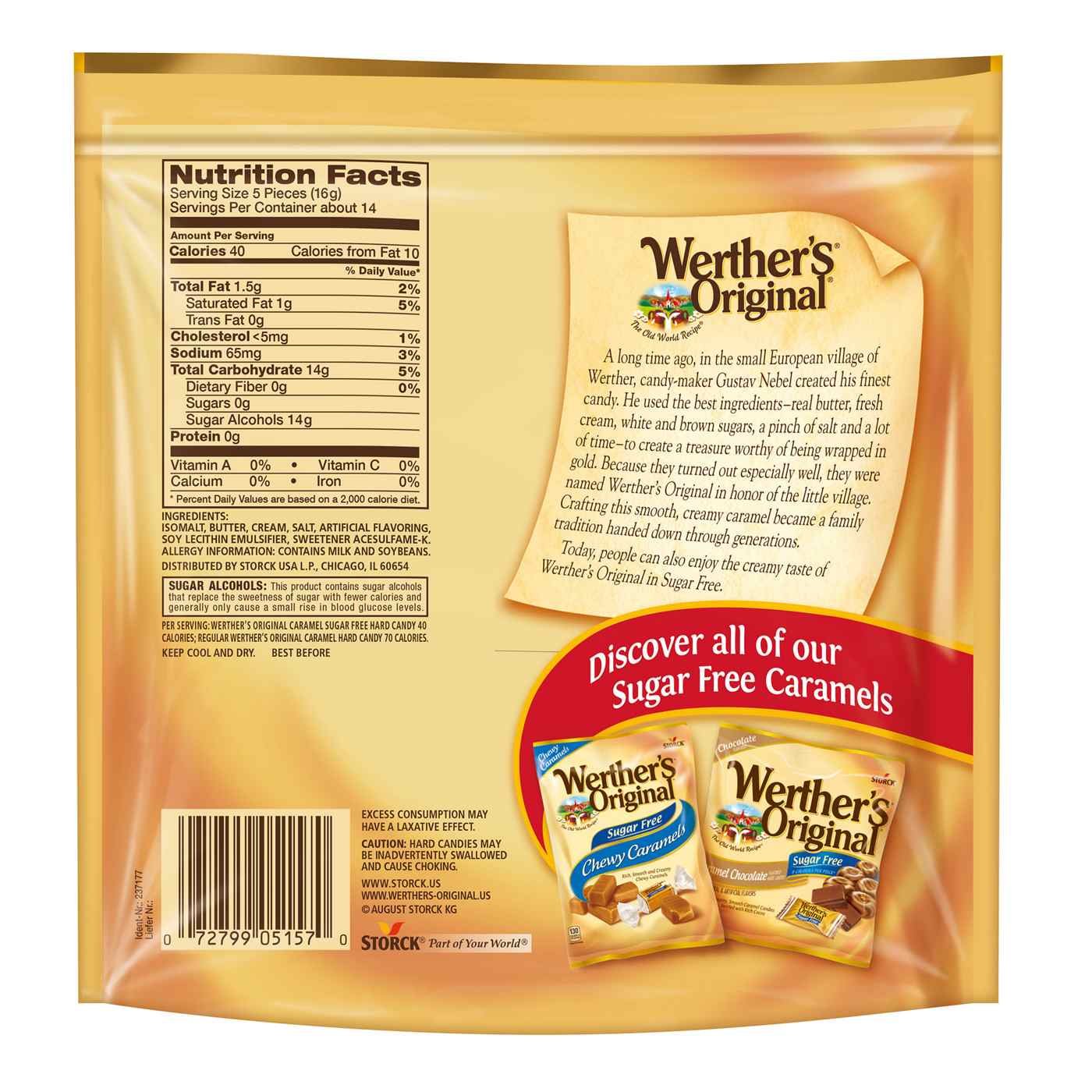 Werther's Original Sugar Free Caramel Hard Candy; image 3 of 5