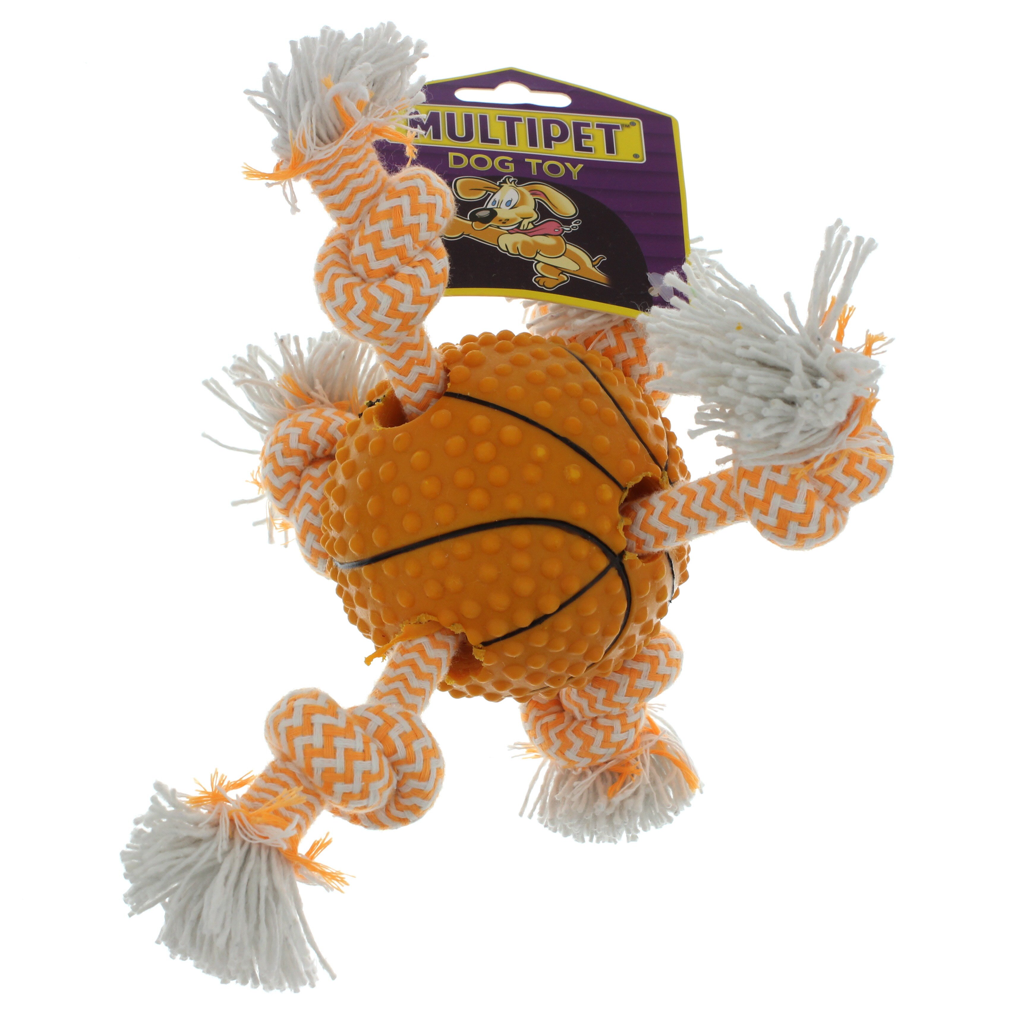 Multipet TPR Ball with Rope Basketball Shop Rope & Tug Toys at HEB
