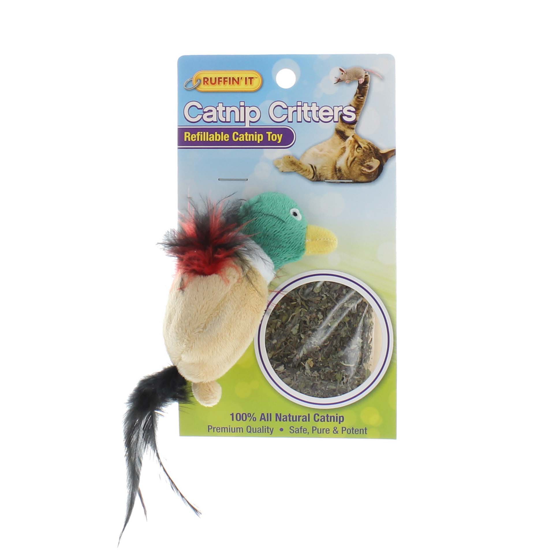 Ruffin' It Catnip Critters Refillable Catnip Toy Duck Shop Toys at HEB