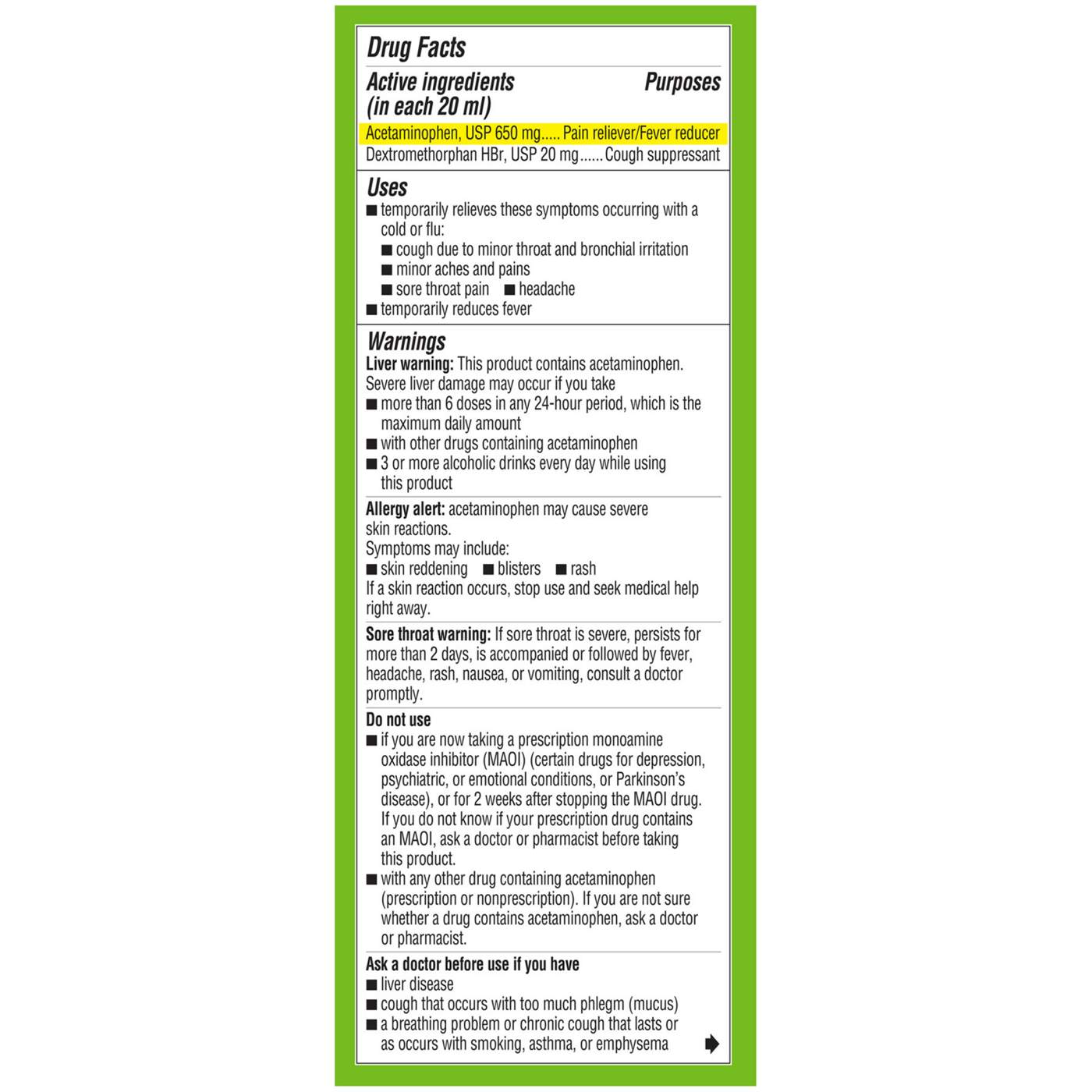 Robitussin Maximum Strength Severe Cough + Sore Throat Liquid; image 4 of 6