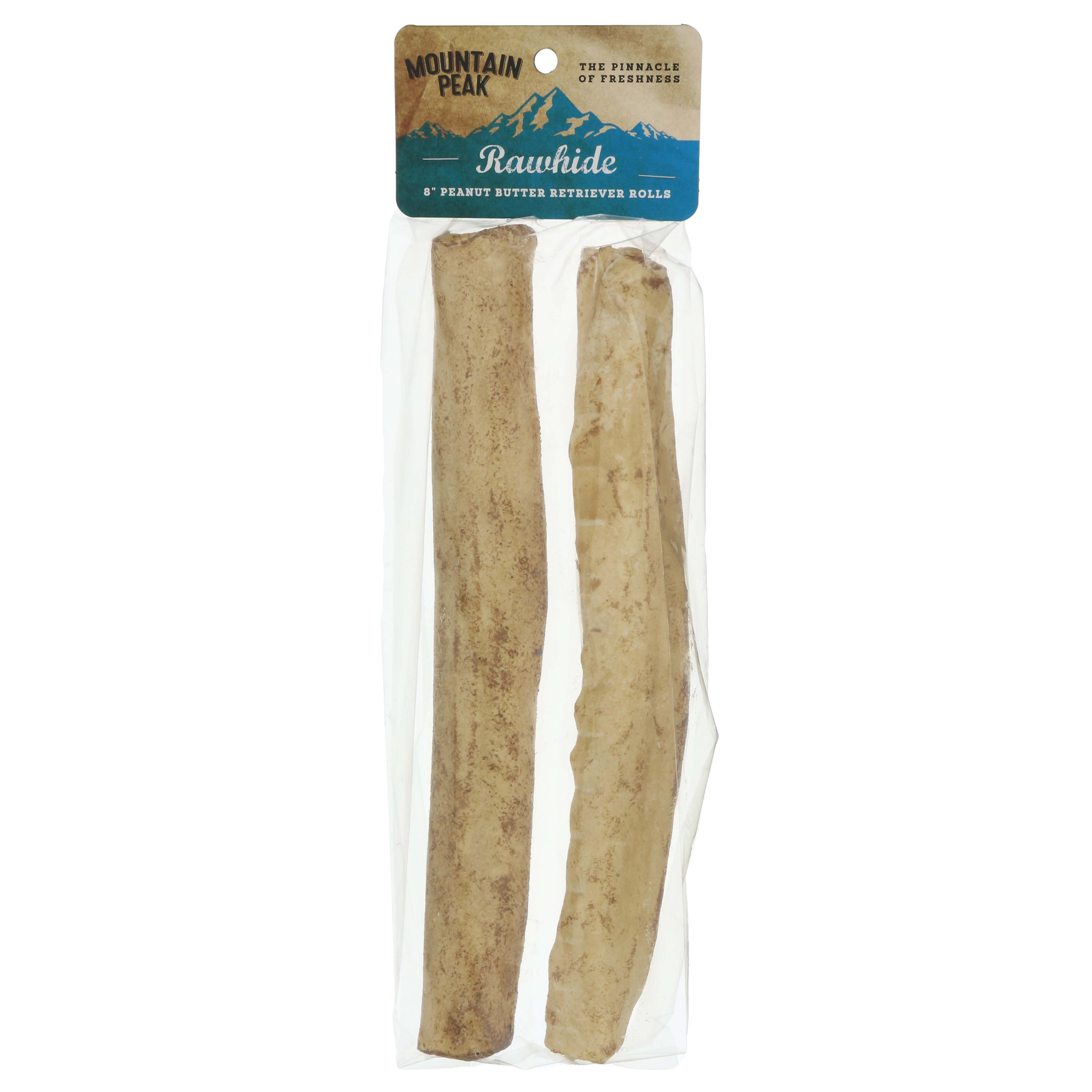 Mountain Peak Rawhide 8 Inch Retriever Rolls Peanut Butter Shop Bones
