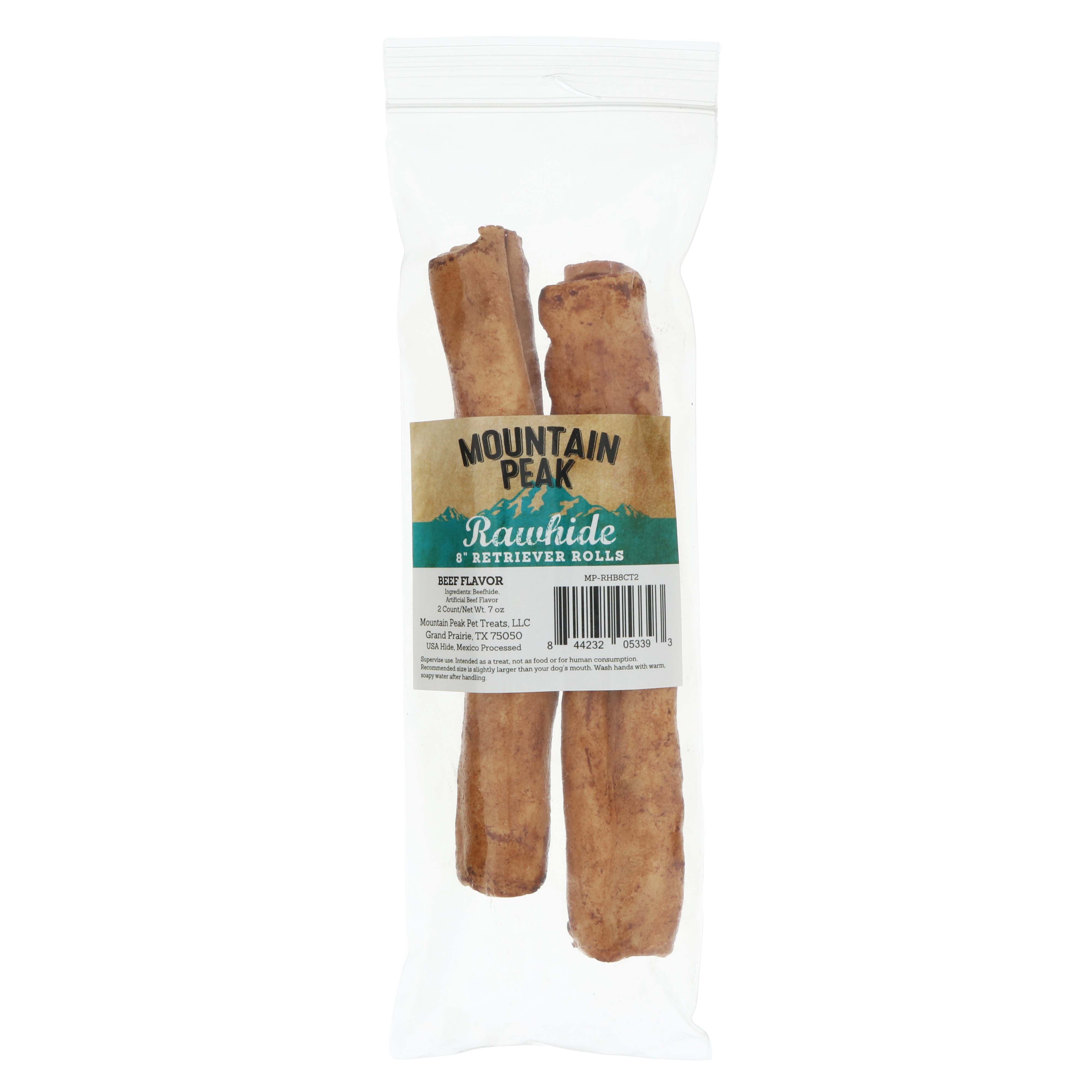 Mountain Peak Rawhide 8 Inch Retriever Rolls Beef Shop Bones