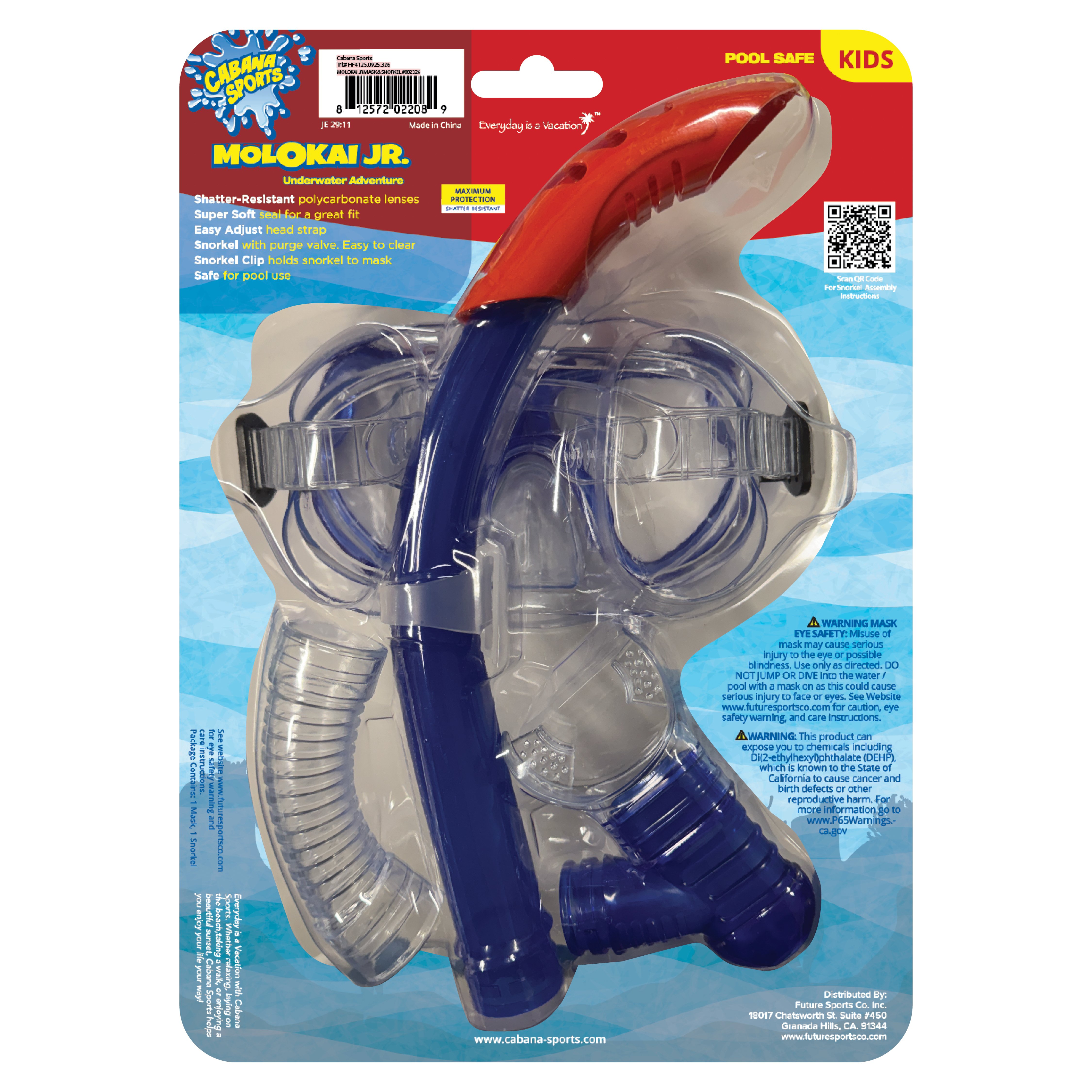 Cabana Sports Molokai Junior Swim Mask & Snorkel - Assorted - Shop