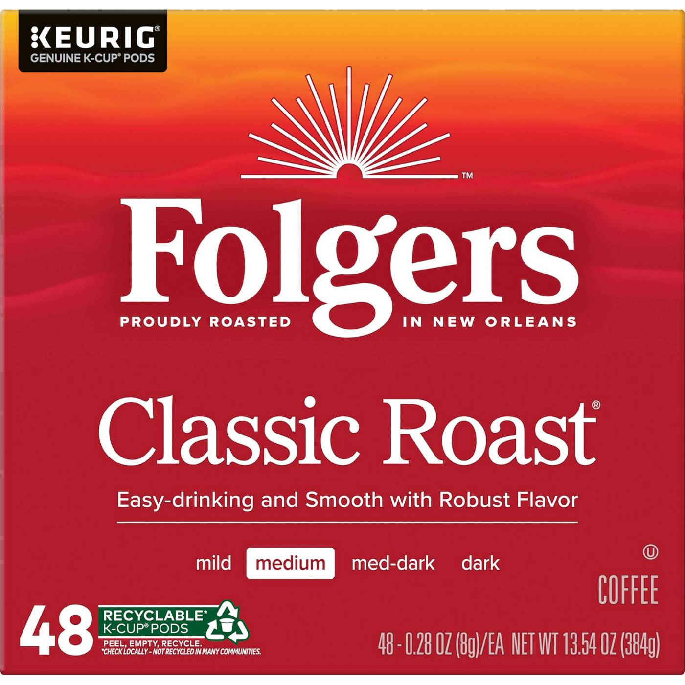 Folgers Classic Roast Medium Roast Single Serve Coffee K Cups; image 1 of 2