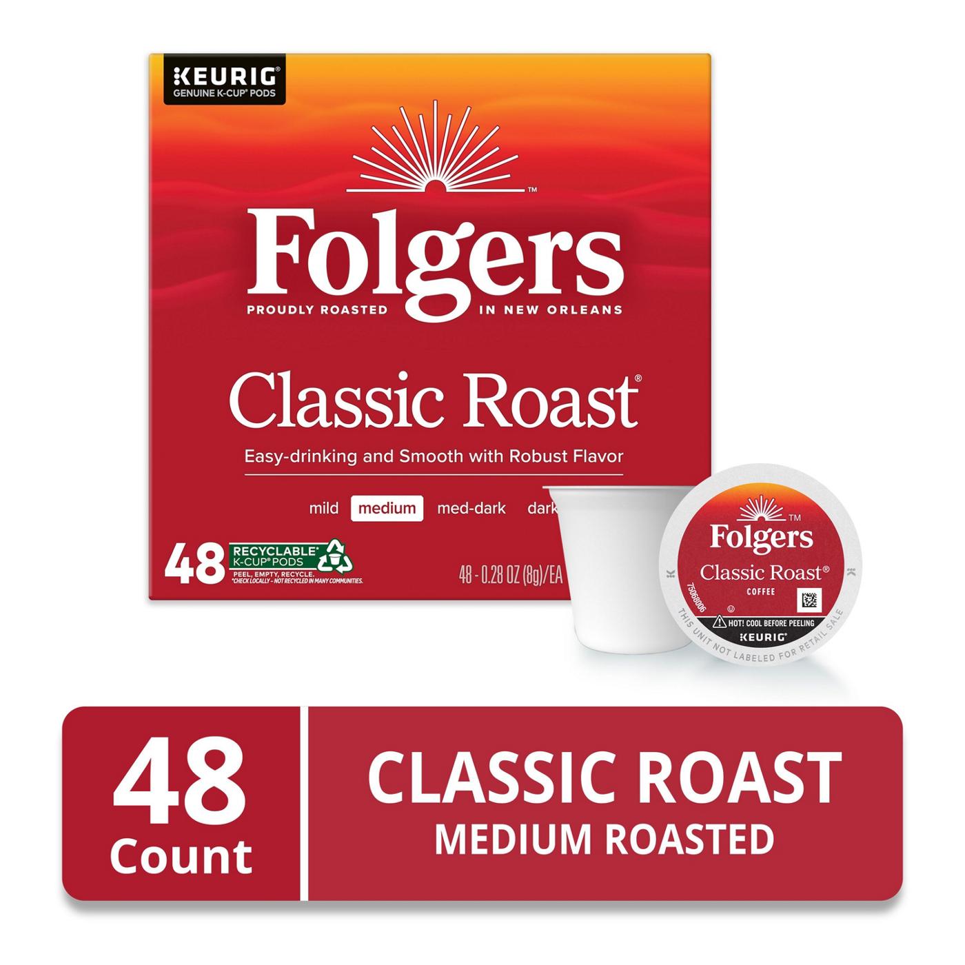 Folgers Classic Roast Medium Roast Single Serve Coffee K Cups; image 3 of 7