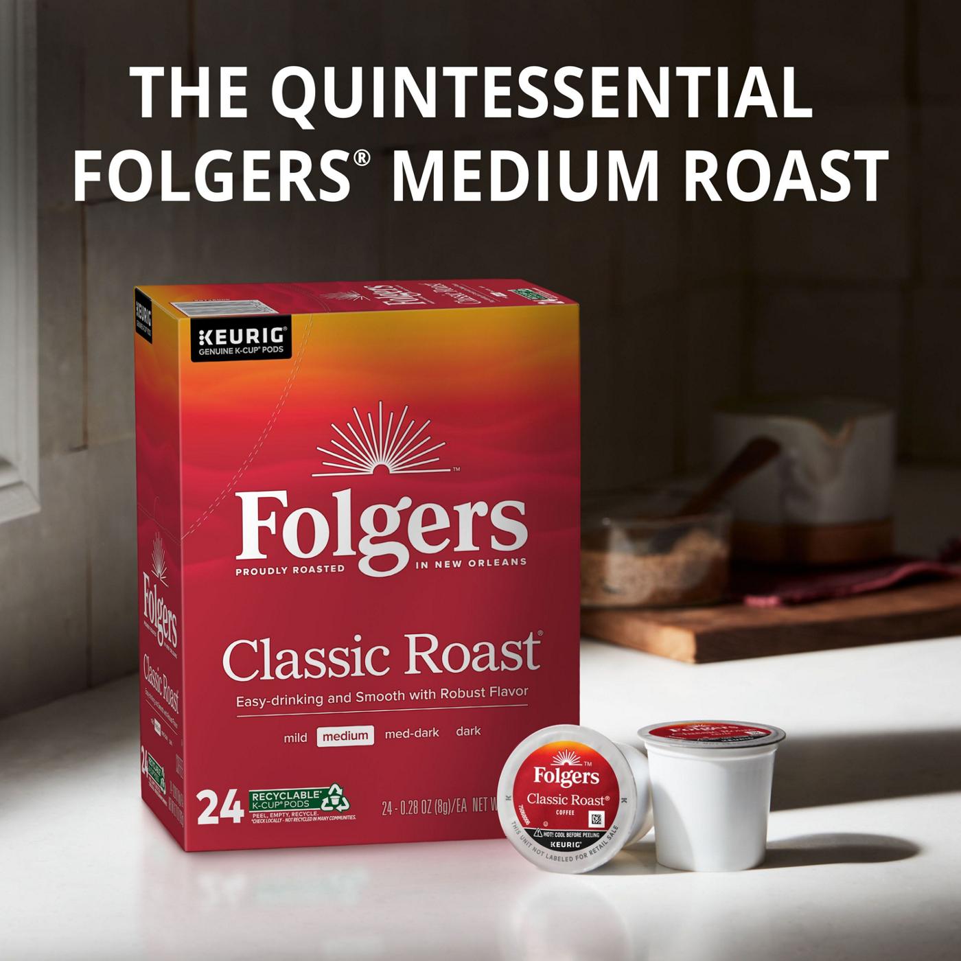 Folgers Classic Roast Medium Roast Single Serve Coffee K Cups; image 4 of 7