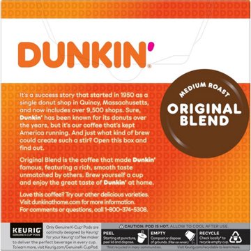 Dunkin' Original Blend Medium Roast Single Serve Coffee K Cups, 32 ct