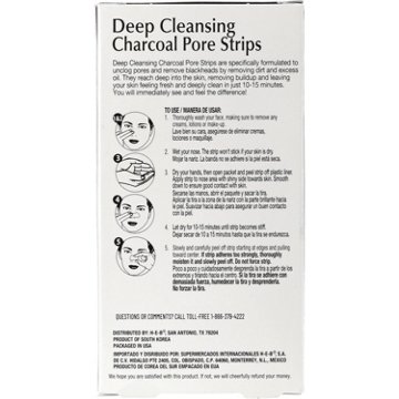 Hill Country Essentials Deep Cleansing Charcoal Blackheads Pore Strips, 6 ct