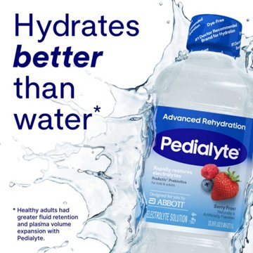 Pedialyte Advanced Rehydration Electrolyte Drink, Dye-Free, Berry Frost, 1 Liter, 33.8 oz
