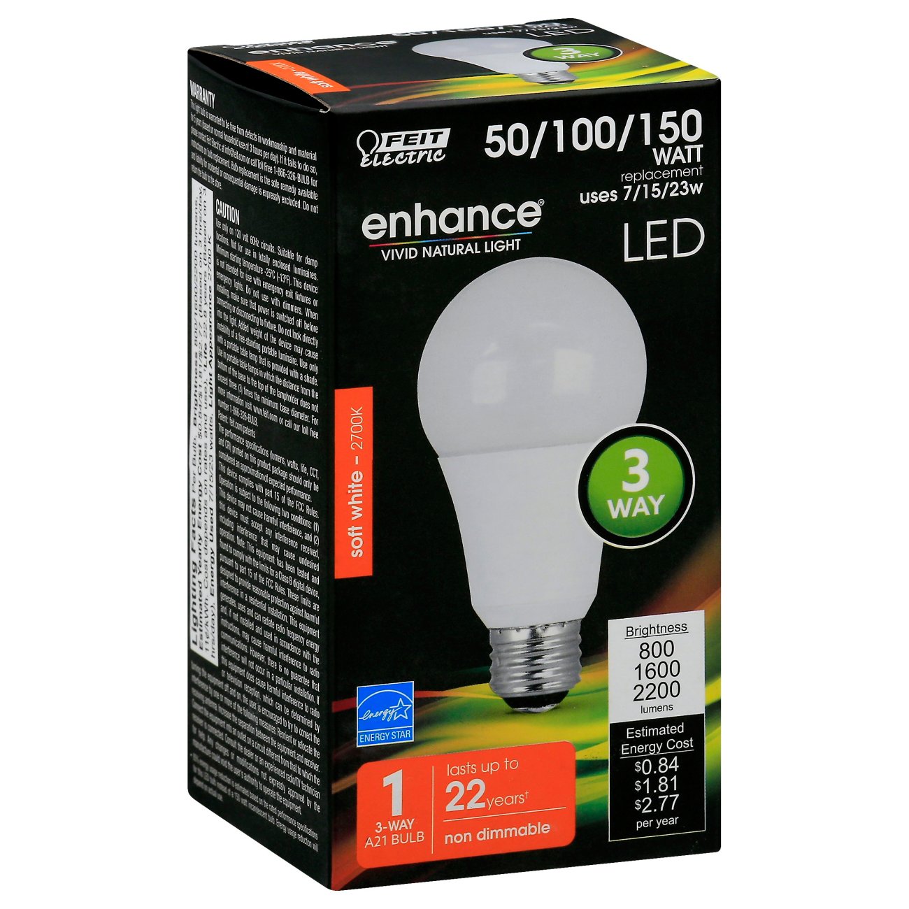 Feit Electric Enhance LED 3-Way A21 Soft White Light Bulb - Shop Light ...