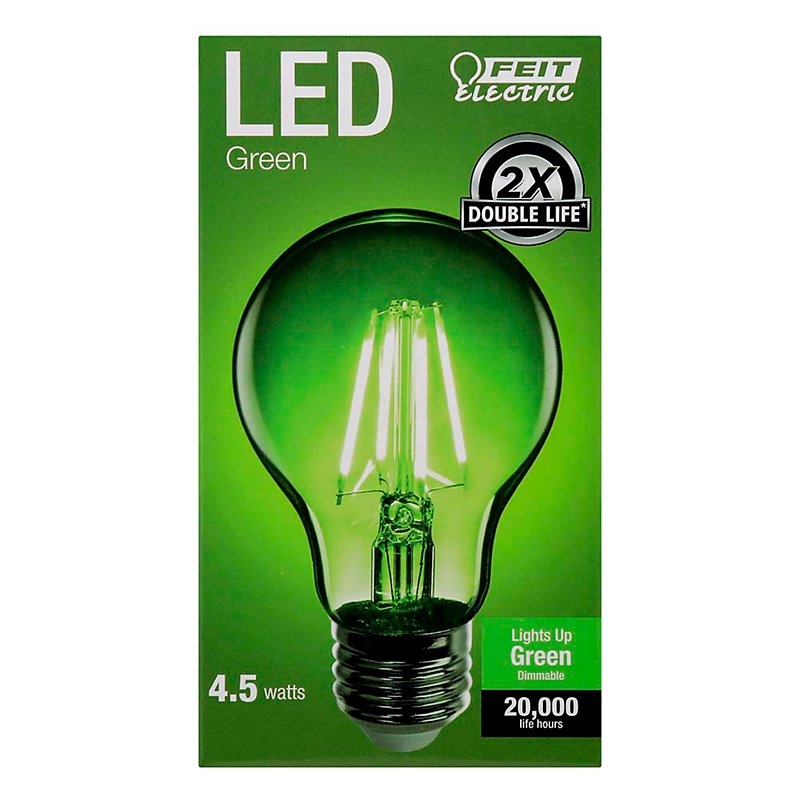 Feit Electric A19 Led Green Filament, Green Led Light Bulbs For Cars