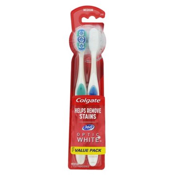 Colgate 360º Optic White Toothbrushes Value Pack, 2 ct