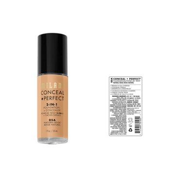 Milani Conceal + Perfect 2-in-1 Foundation + Concealer - Natural Beige, 1 oz
