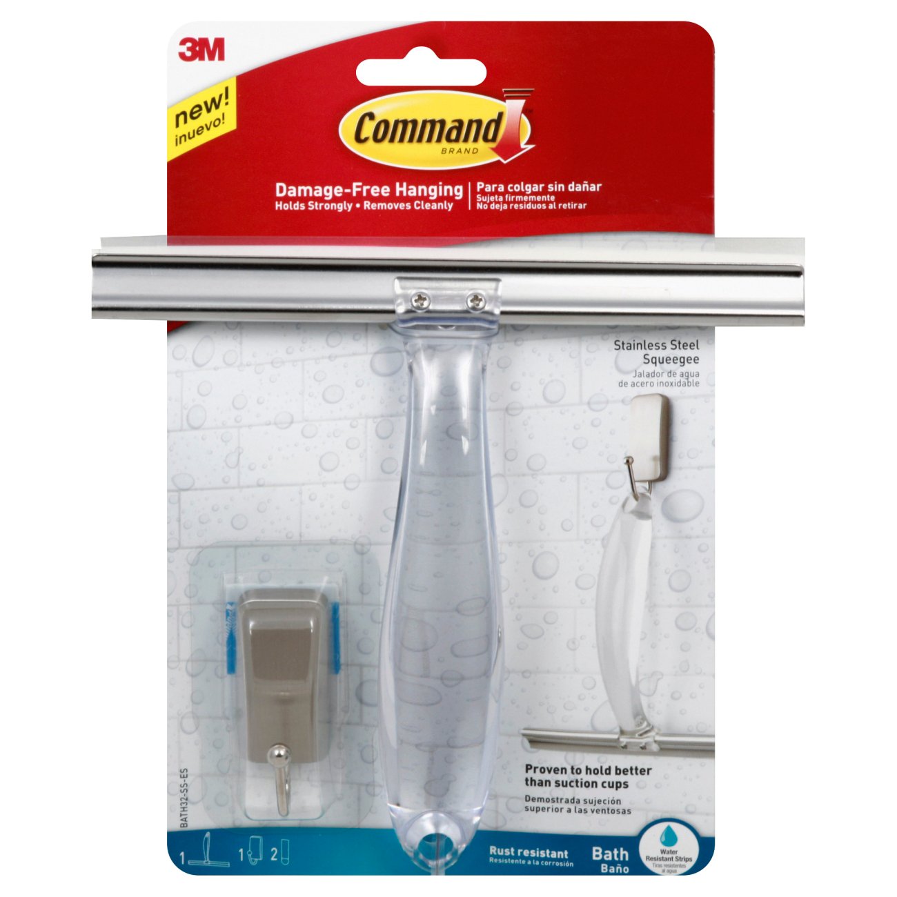 Command Shower Squeegee Satin Nickel Shop Hooks & Picture Hangers at