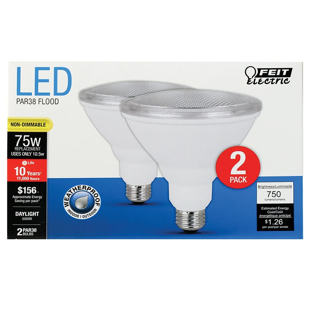 Feit Electric PAR38 75 Watt LED Flood Light Bulbs Daylight