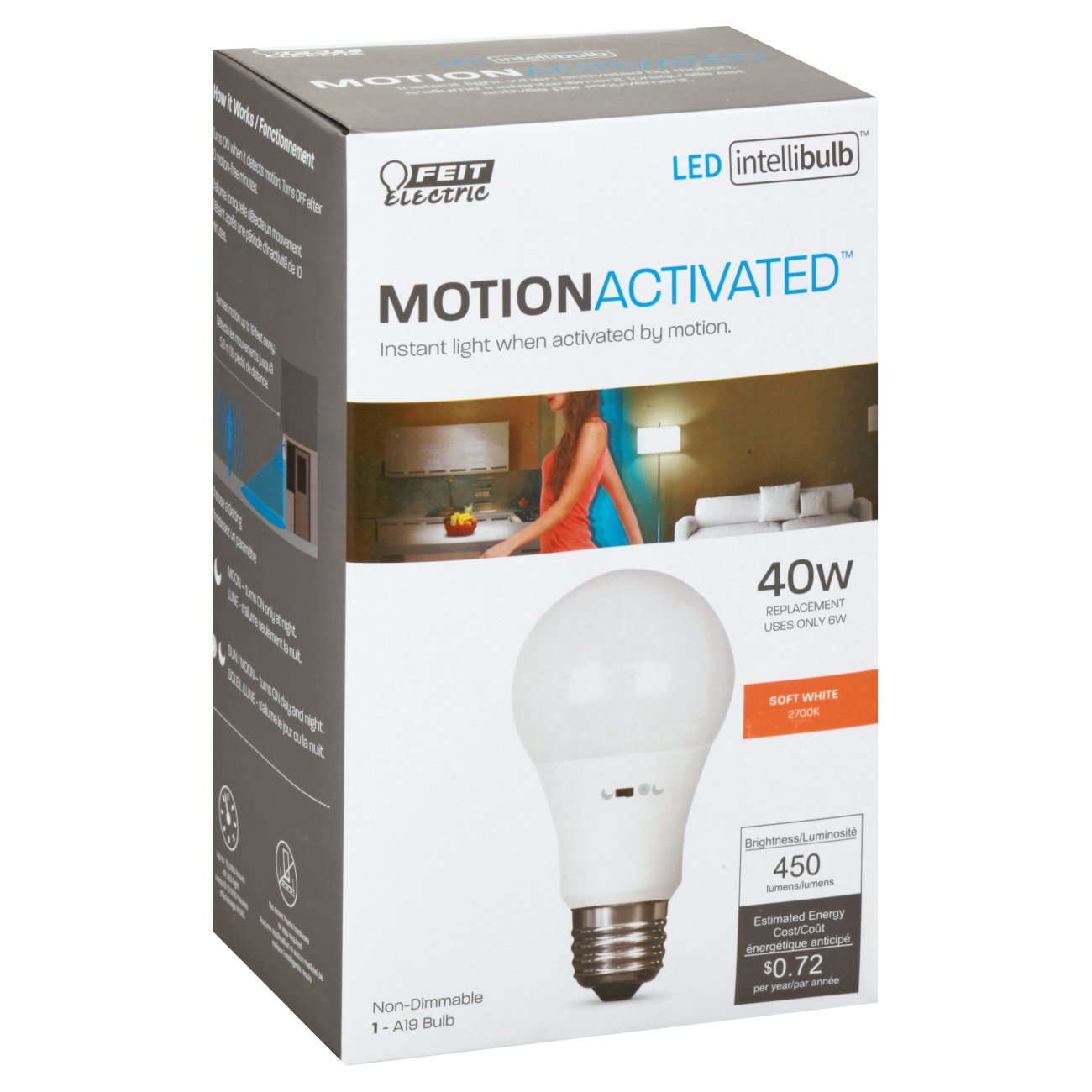 Feit Electric A19 LED 40 Watt Soft White Motion Activated Shop Light