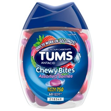 Tums Chewy Bites Chewable Antacid Tablets for Heartburn Relief, Assorted Berries