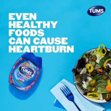 Tums Chewy Bites Chewable Antacid Tablets for Heartburn Relief, Assorted Berries