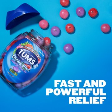 Tums Chewy Bites Chewable Antacid Tablets for Heartburn Relief, Assorted Berries