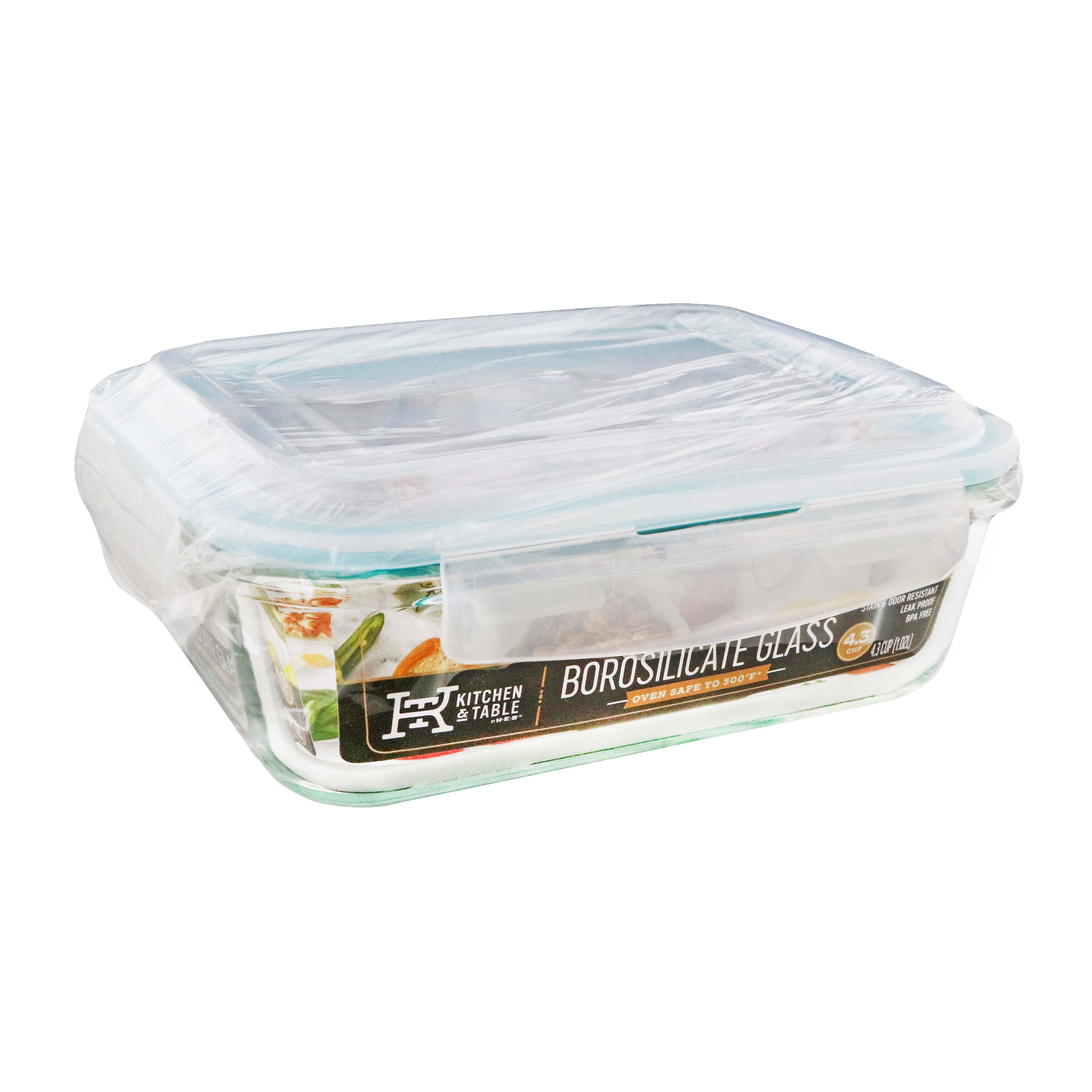 Kitchen & Table by HEB Teal Borosilicate Rectangle Glass Food Storage