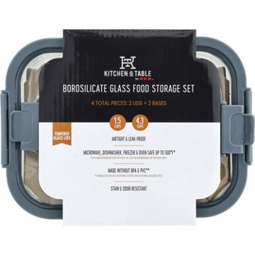 Kitchen & Table by H-E-B Borosilicate Glass Rectangle Food Storage Set, 4 pc