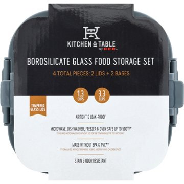 Kitchen & Table by H-E-B Borosilicate Glass Square Food  Storage Set, 4 pc